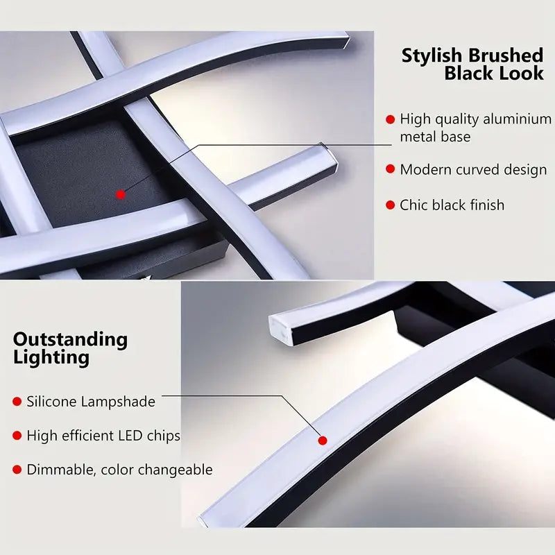 HIMGOR LED Plafondlamp met 4 Geïntegreerde Panelen - Gebogen Ontwerp - 28W - 3 Licht Temperaturen