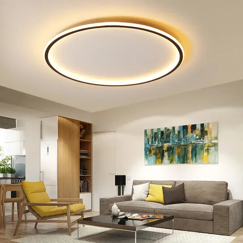 Slank Profiel Dimbare Ronde LED Plafondlamp - Zwart 20cm, Natuurlijk Wit Licht