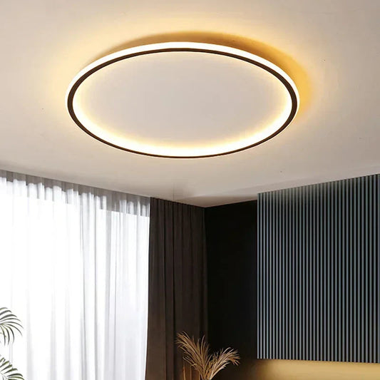Slank Profiel Dimbare Ronde LED Plafondlamp - Zwart 20cm, Natuurlijk Wit Licht